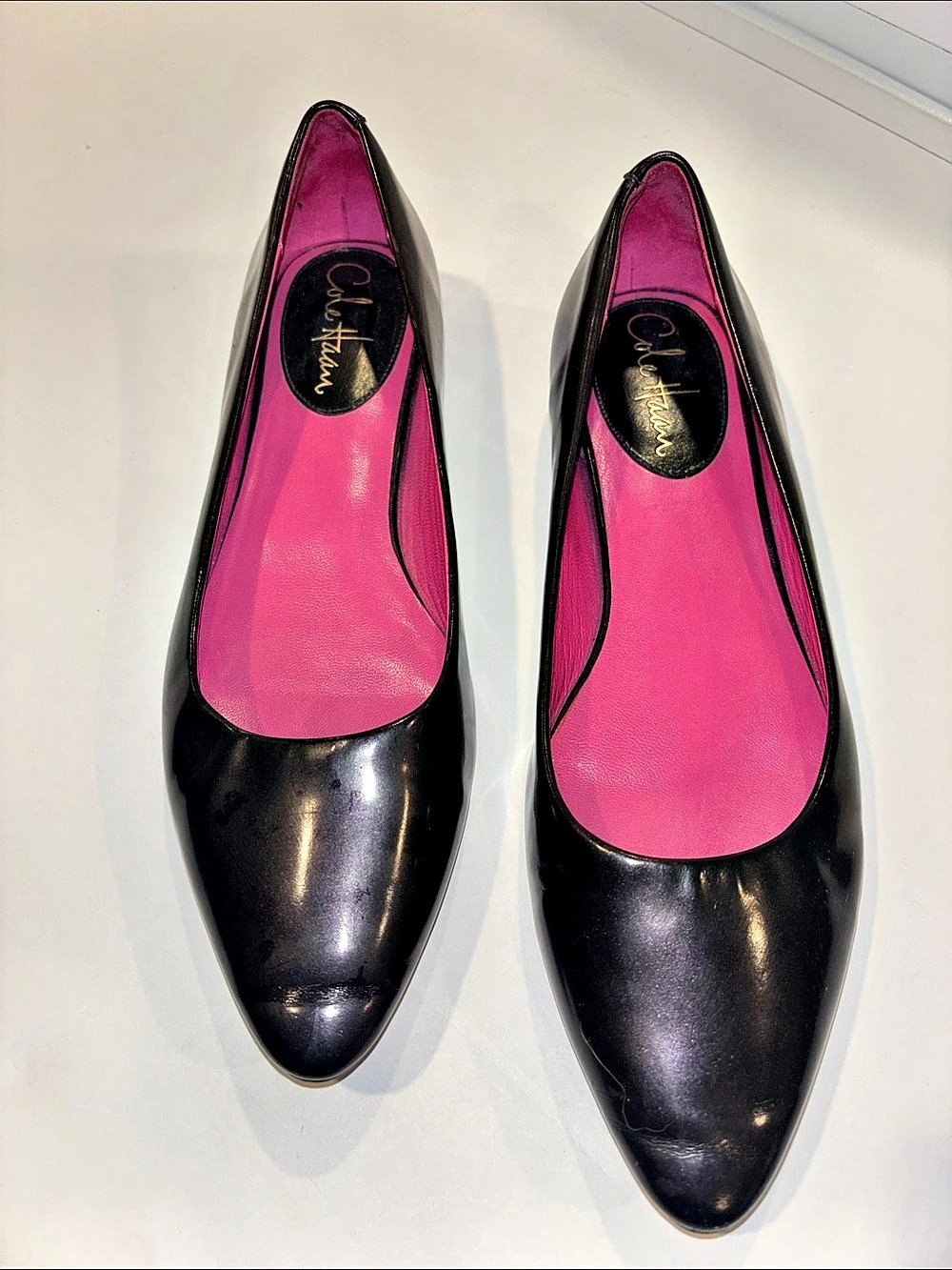 Vintage Cole Haan Air Juliana Skimmer patent leather flats in Deep Purple.